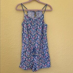 Vineyard Vines Blue and Pink Floral Kids One Piece
